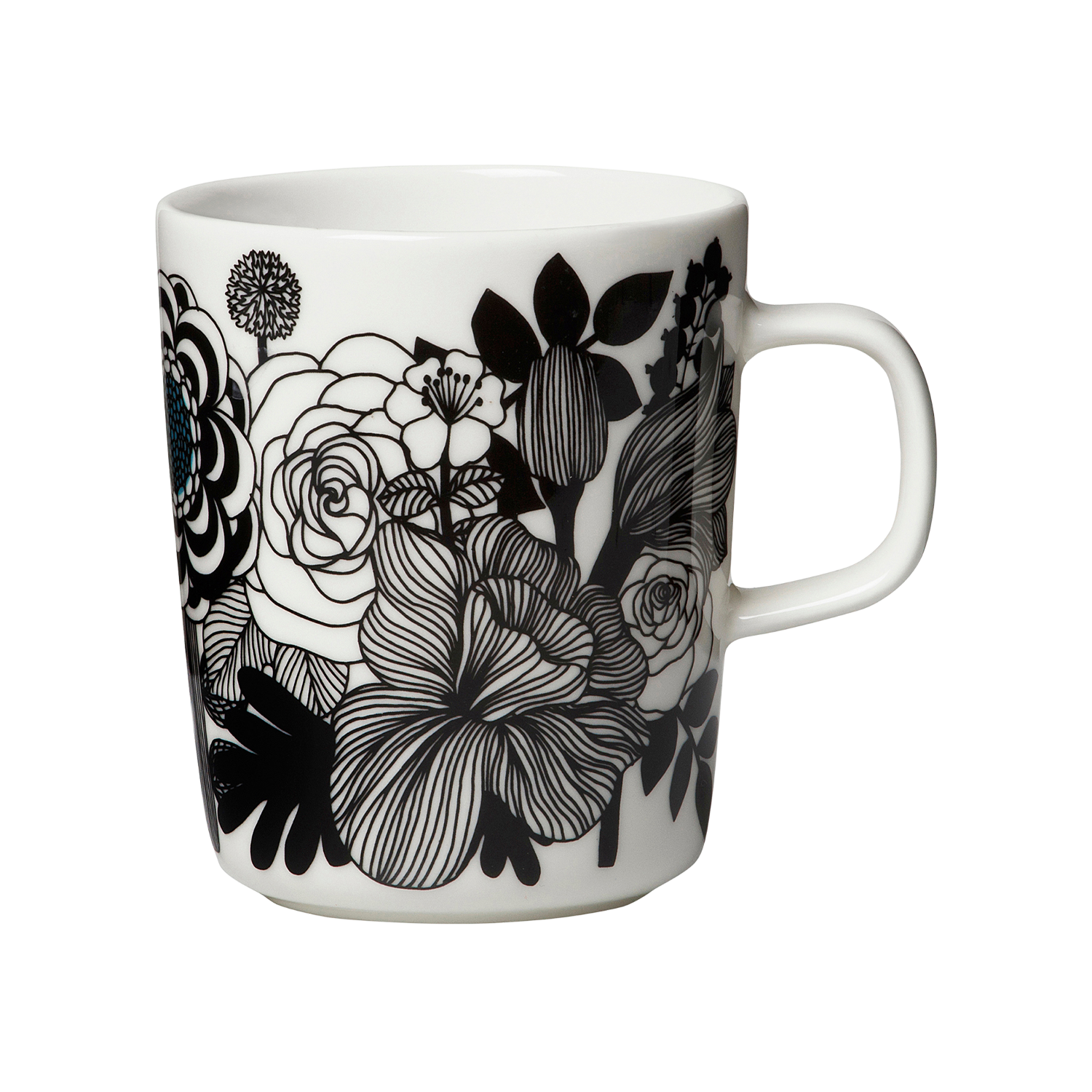 "Marimekko Siirtolapuutarha Mug, white/black/turquoise"