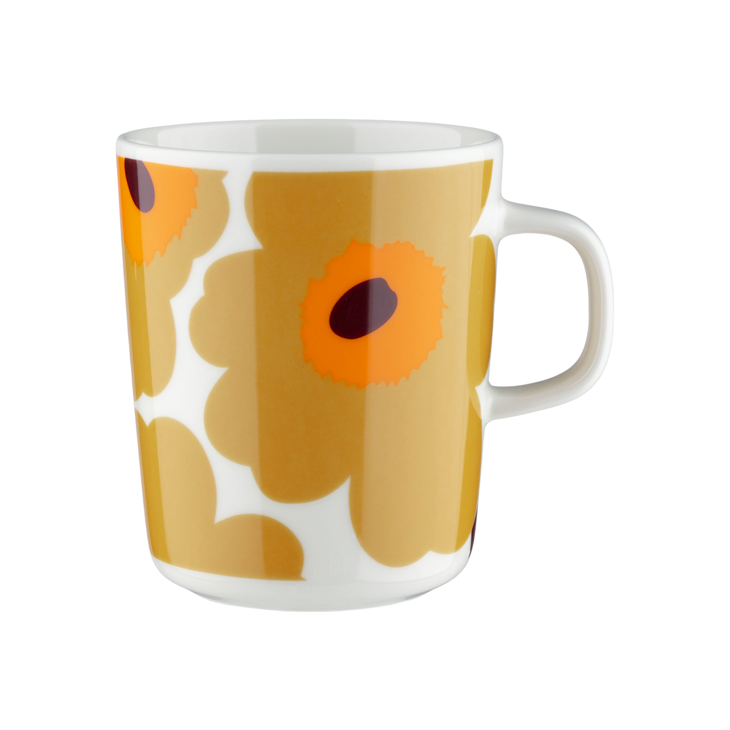 "Marimekko Unikko Mug, white/caramel/orange"