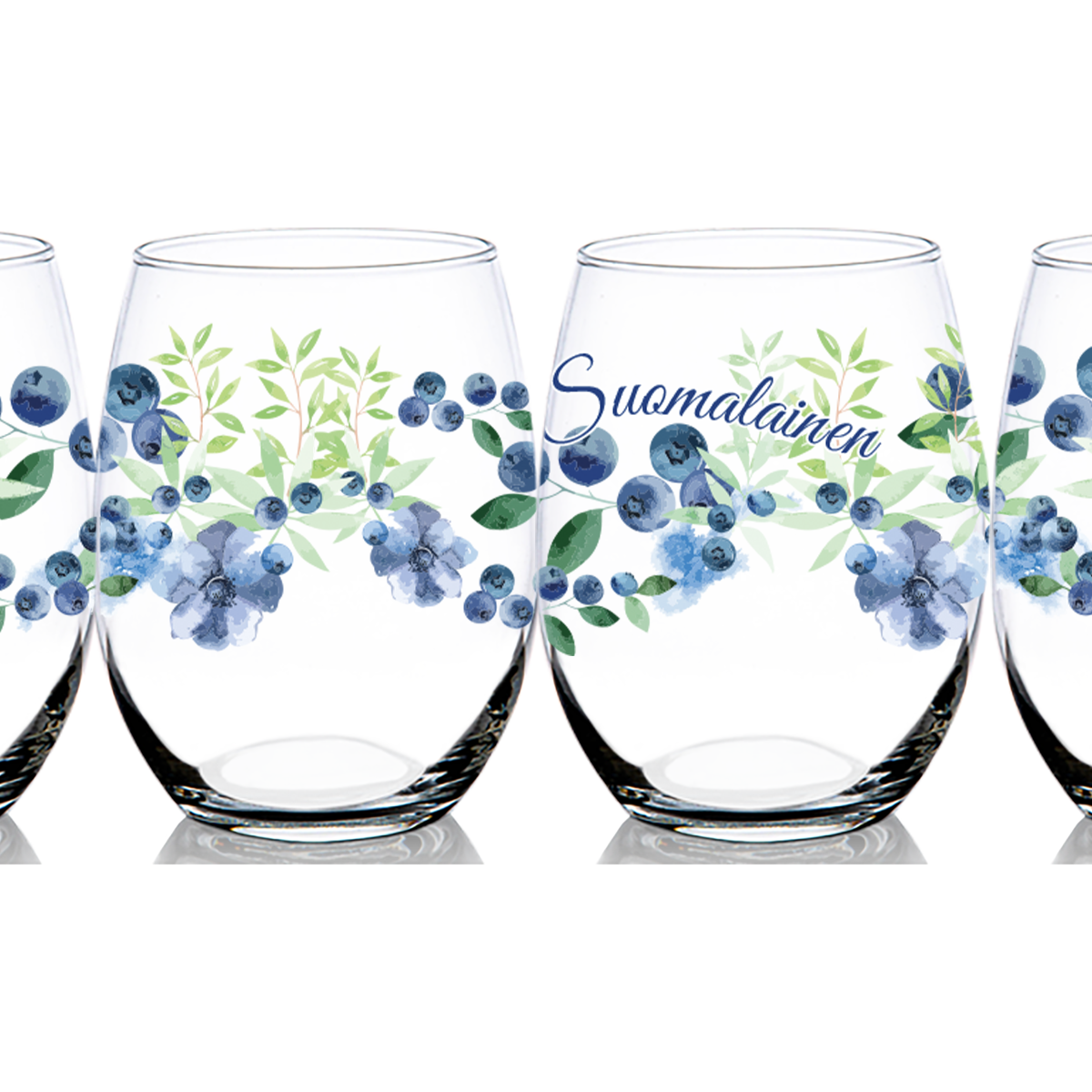 Suomalainen Blueberry Stemless Wine Glass