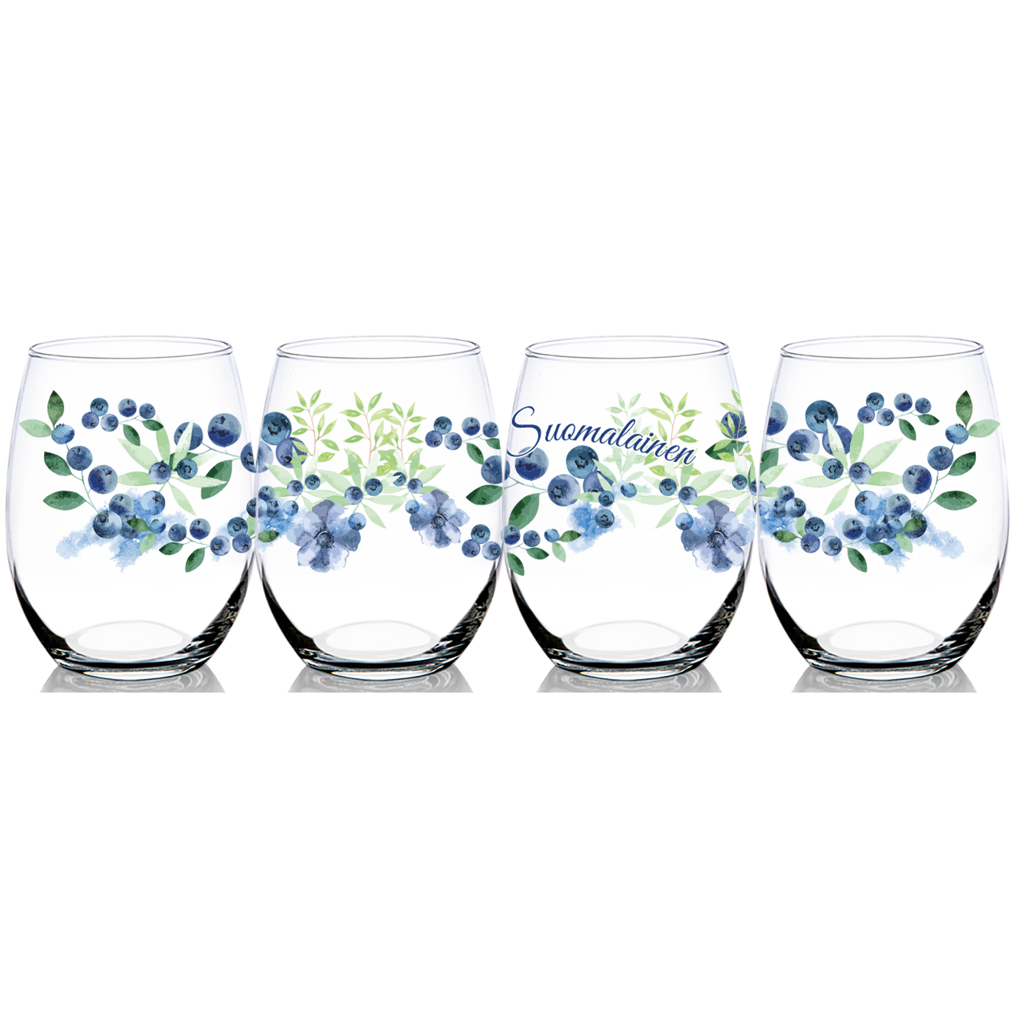 Suomalainen Blueberry Stemless Wine Glass