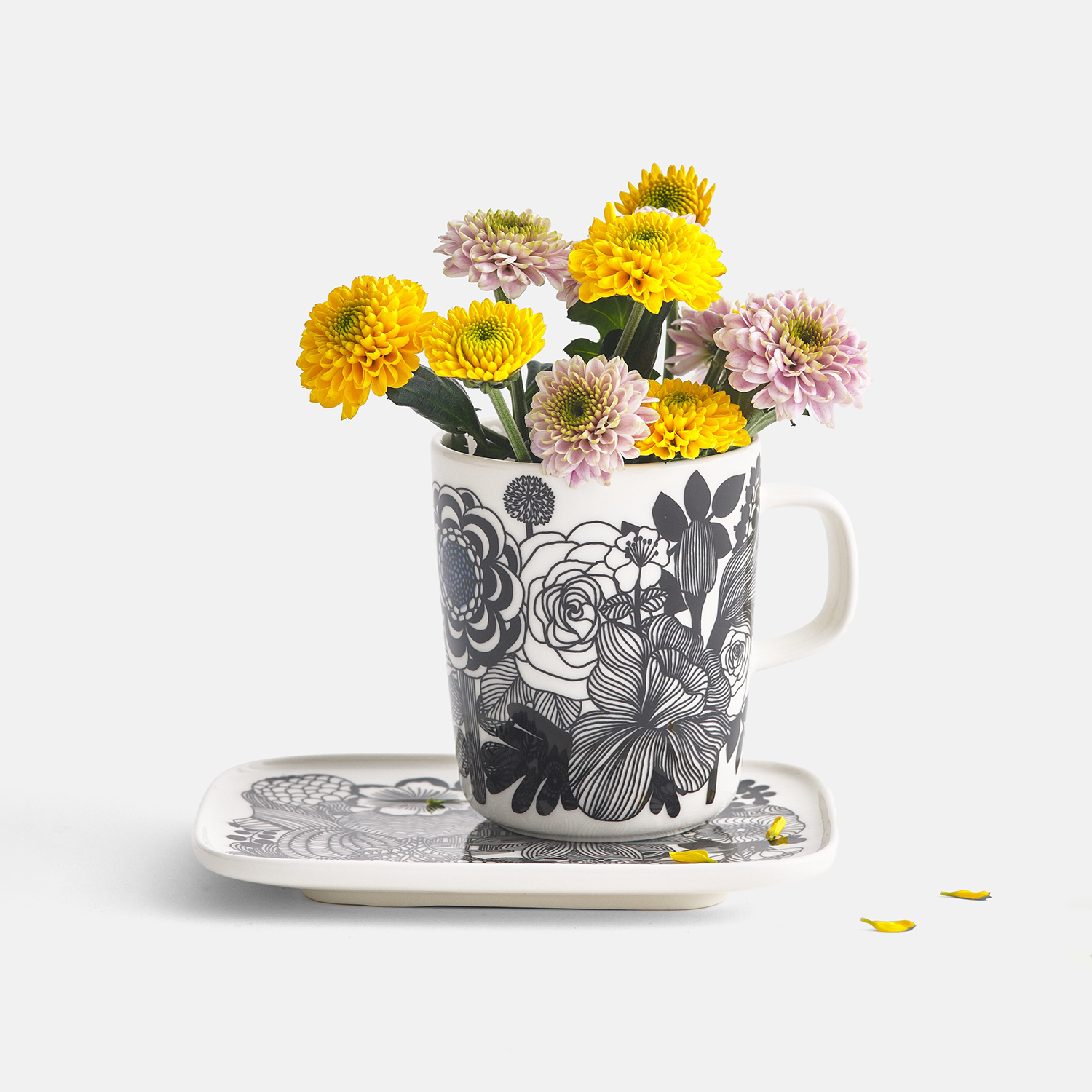 "Marimekko Siirtolapuutarha Mug, white/black/turquoise"
