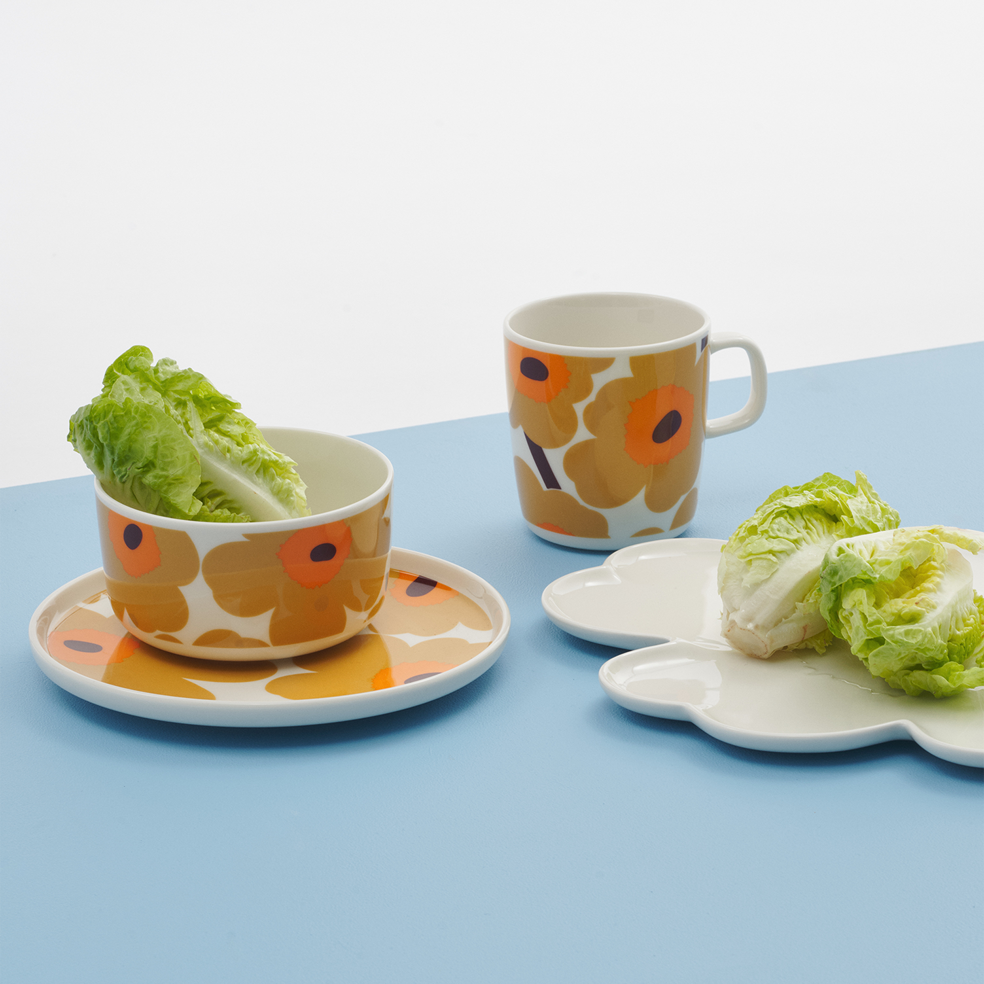 "Marimekko Unikko Large Mug, white/caramel/orange"