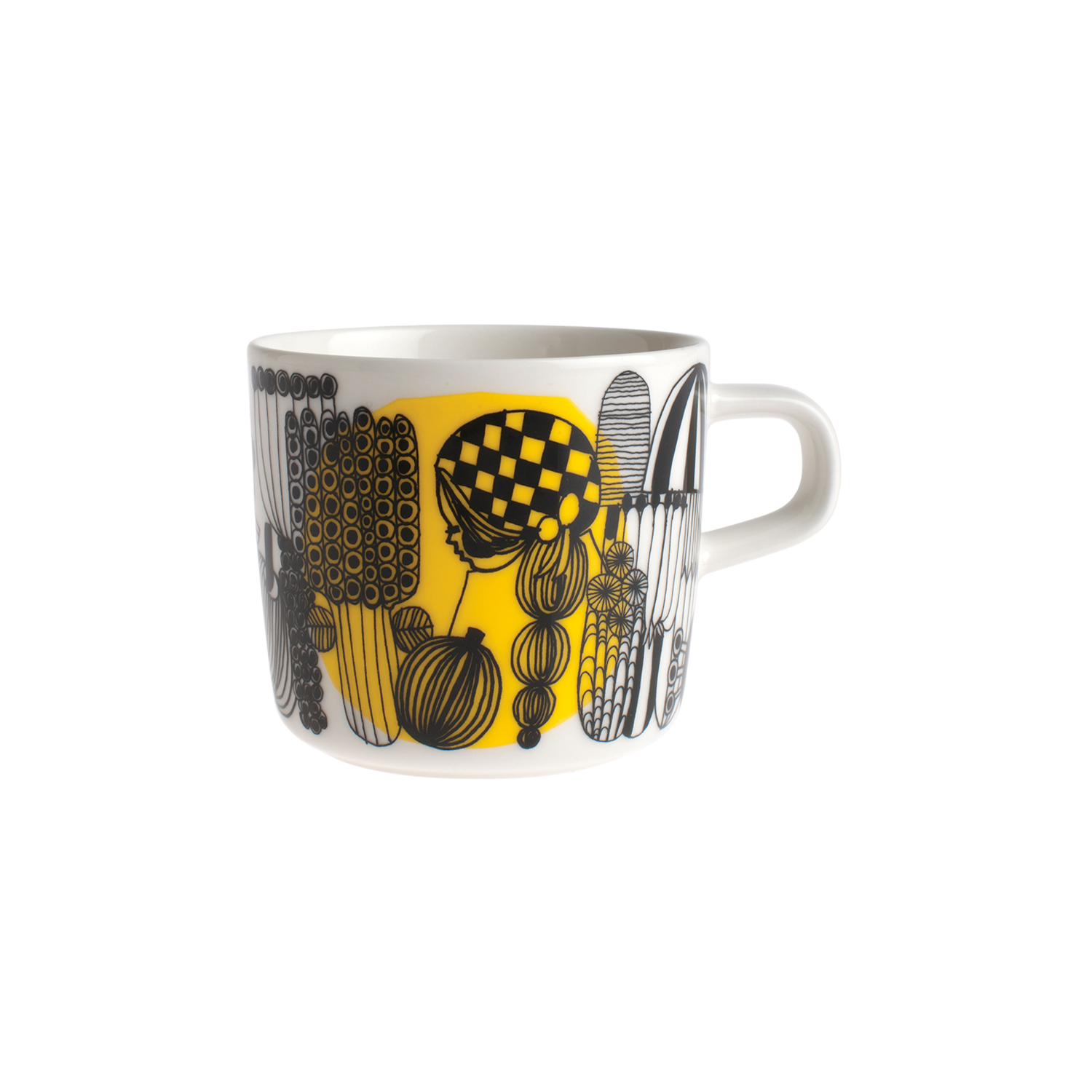 "Marimekko Siirtolapuutarha Coffee Cup, yellow/black/white"
