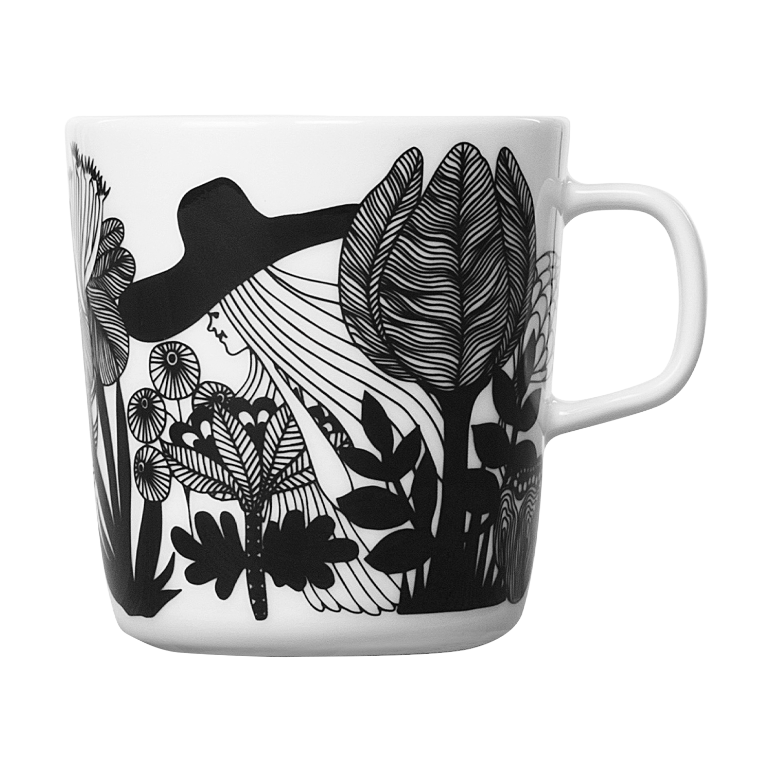 "Marimekko Siirtolapuutarha Large Mug, white/black/pink"