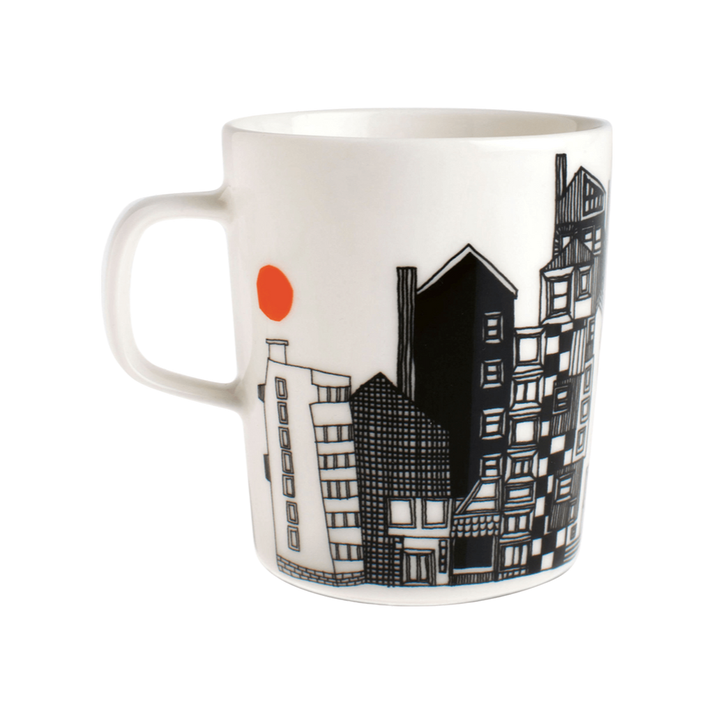 "Marimekko Siirtolapuutarha Mug, white/black/orange"