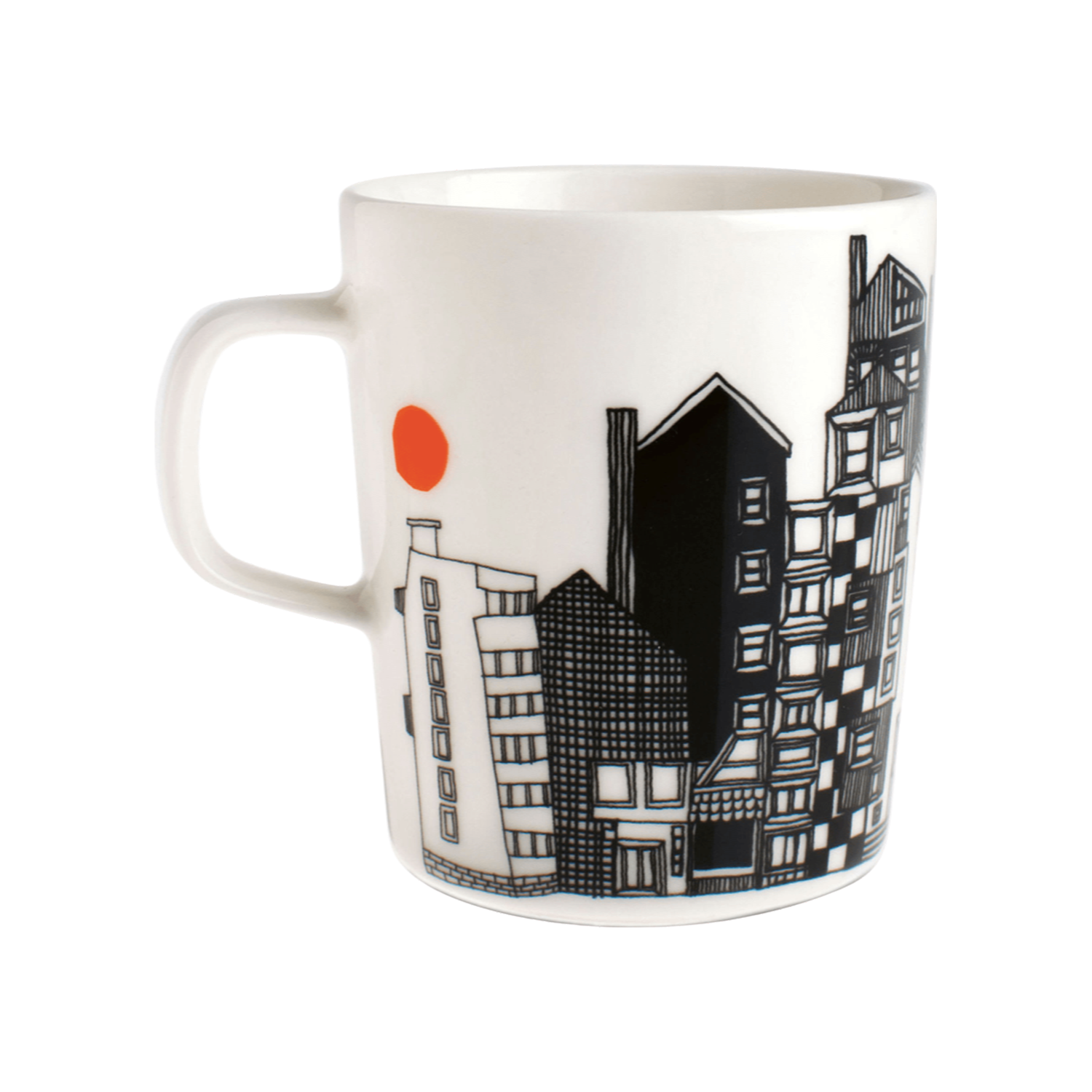 "Marimekko Siirtolapuutarha Mug, white/black/orange"