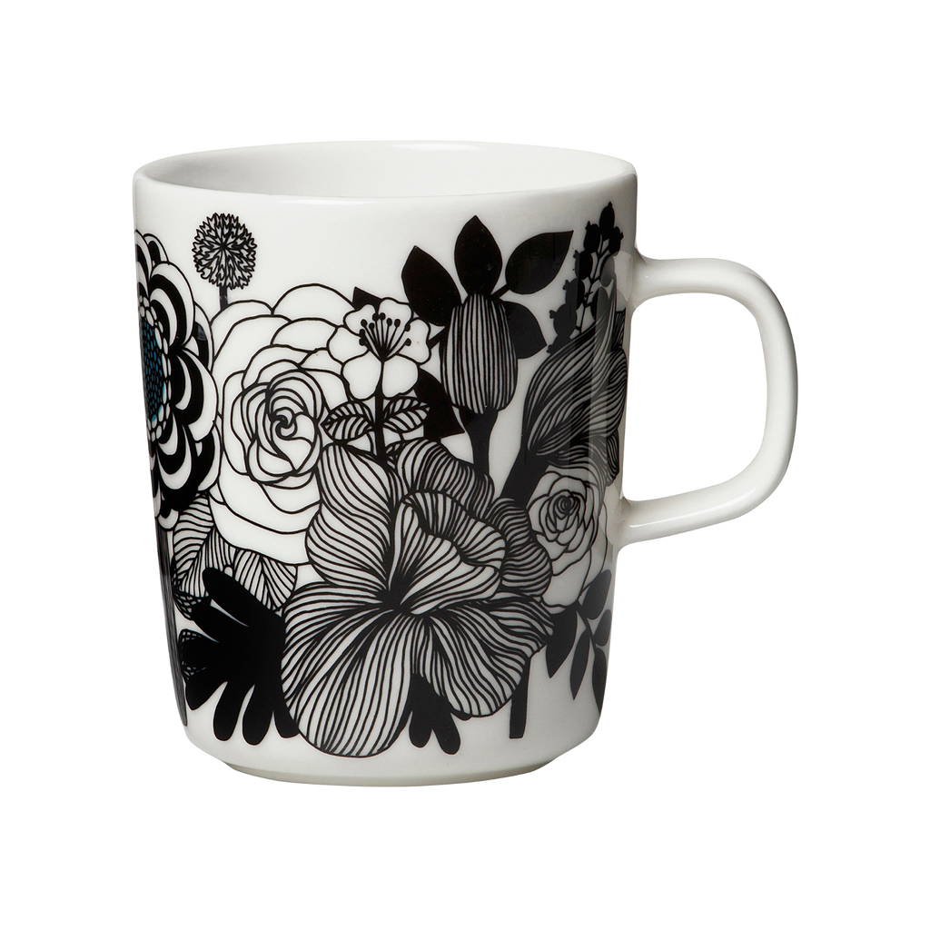 "Marimekko Siirtolapuutarha Mug, white/black/turquoise"