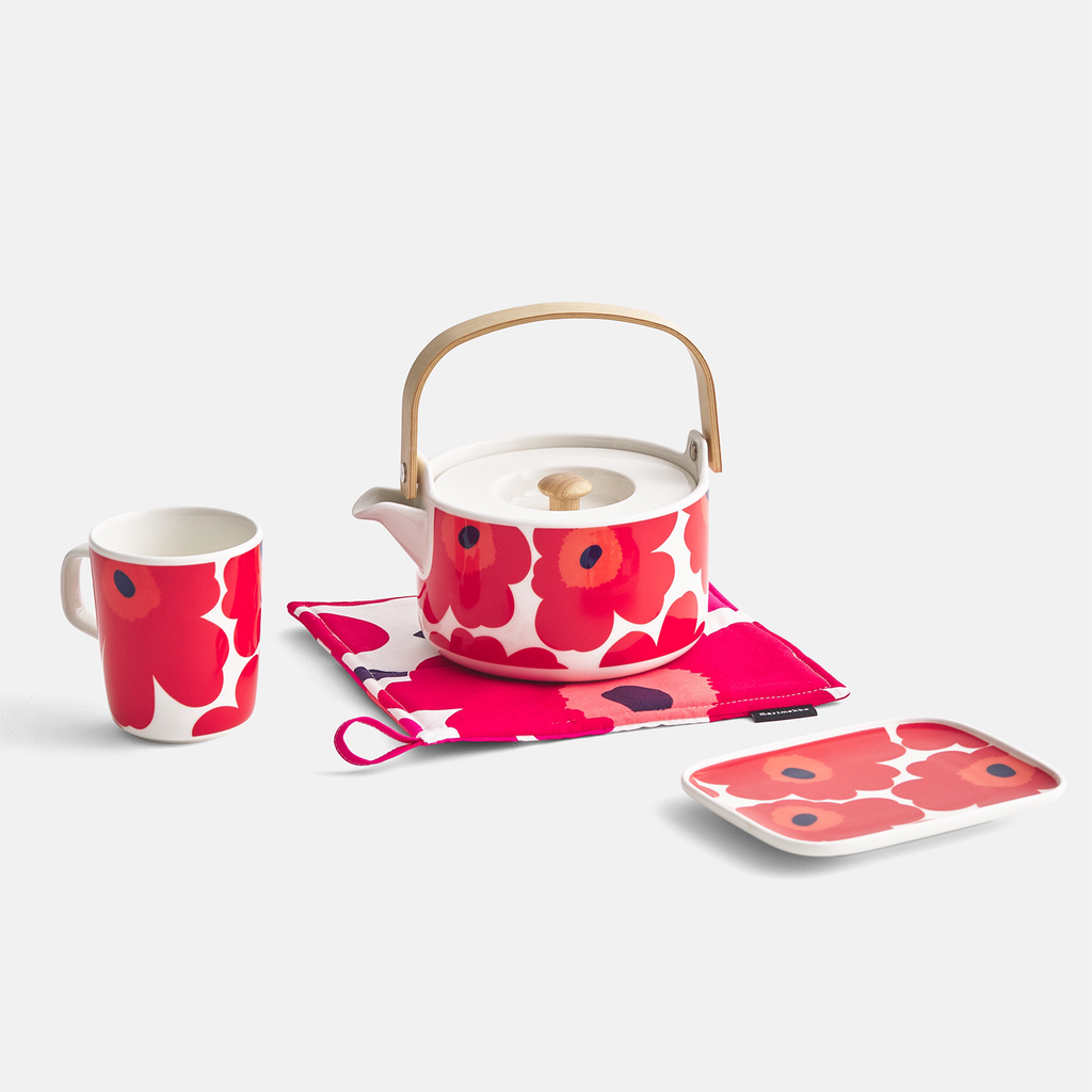 "Marimekko Unikko Mug, white/red"